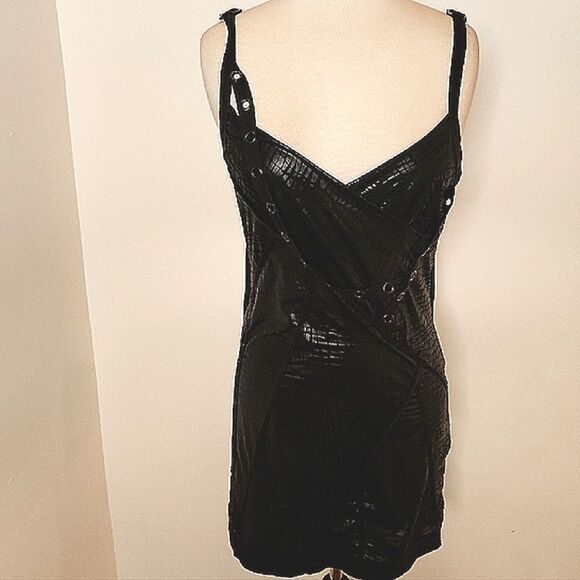 Salvage Black Snakeskin Lace-Up Dress SIze L - Picture 5 of 5